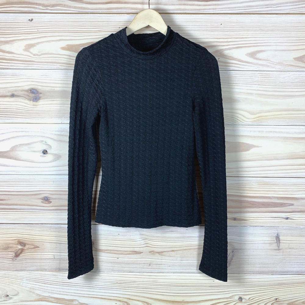 The Noli Shop Top Women Medium Florence Sheer Turtleneck Black
